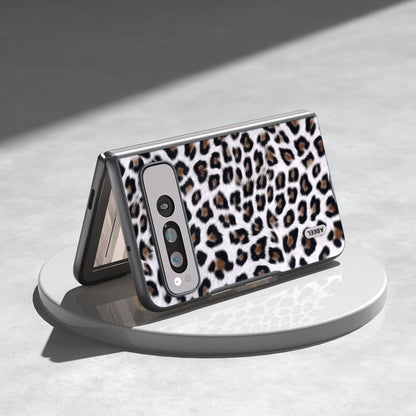 For Google Pixel Fold ABEEL Black Edge Leopard Phone Case(Silver) by buy2fix