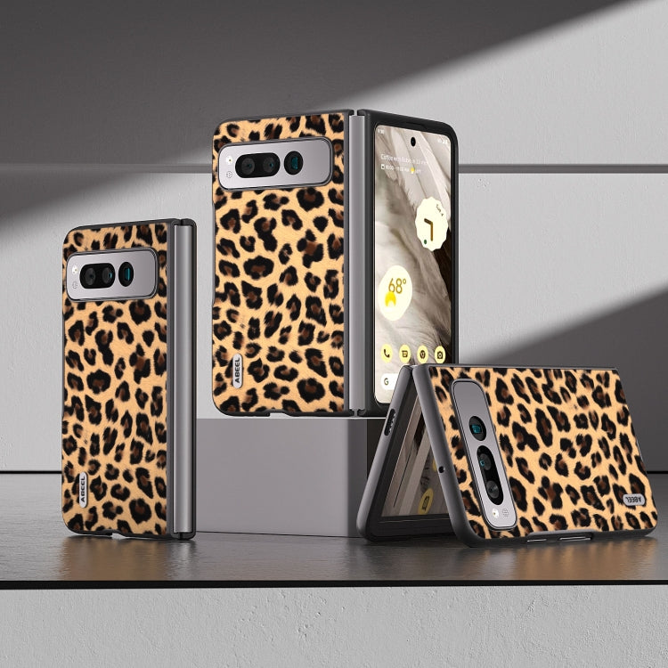 For Google Pixel Fold ABEEL Black Edge Leopard Phone Case(Champagne Gold) by buy2fix