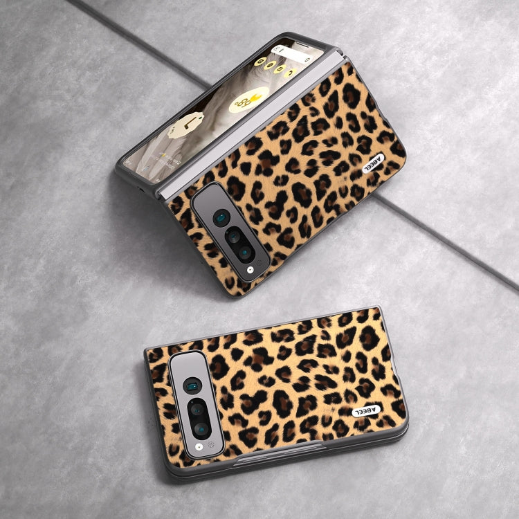 For Google Pixel Fold ABEEL Black Edge Leopard Phone Case(Champagne Gold) by buy2fix