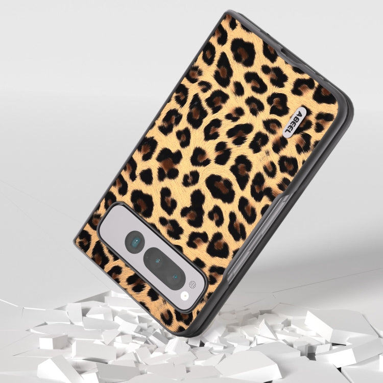 For Google Pixel Fold ABEEL Black Edge Leopard Phone Case(Champagne Gold) by buy2fix