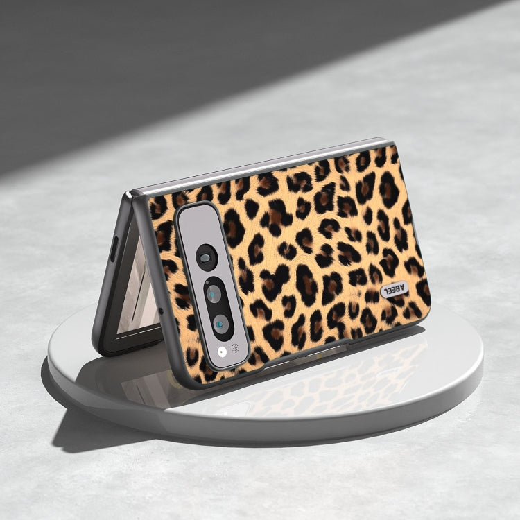 For Google Pixel Fold ABEEL Black Edge Leopard Phone Case(Champagne Gold) by buy2fix