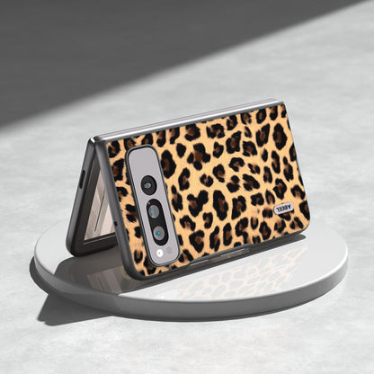 For Google Pixel Fold ABEEL Black Edge Leopard Phone Case(Champagne Gold) by buy2fix