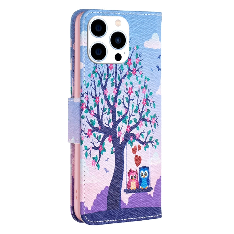 For iPhone 16 Pro Max Colored Drawing Pattern Flip Leather Phone Case(Owl) by buy2fix