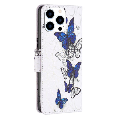 For iPhone 16 Pro Max Colored Drawing Pattern Flip Leather Phone Case(Butterflies) by buy2fix
