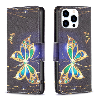 For iPhone 16 Pro Max Colored Drawing Pattern Flip Leather Phone Case(Big Butterfly) by buy2fix