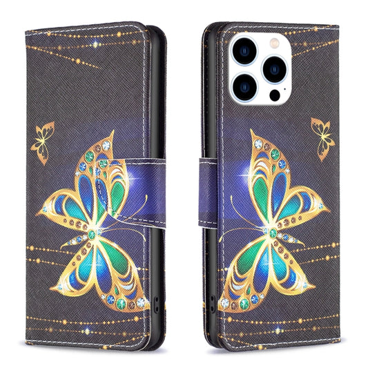 For iPhone 16 Pro Max Colored Drawing Pattern Flip Leather Phone Case(Big Butterfly) by buy2fix