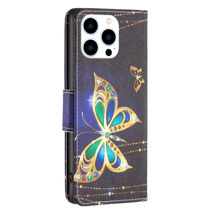 For iPhone 16 Pro Max Colored Drawing Pattern Flip Leather Phone Case(Big Butterfly) by buy2fix