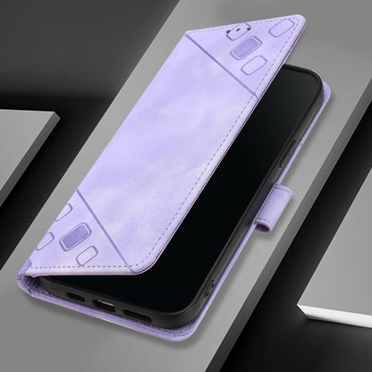 For iPhone SE 2024 Skin-feel Embossed Leather Phone Case(Light Purple) by buy2fix