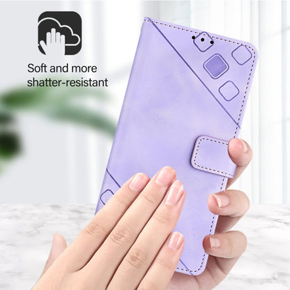 For iPhone SE 2024 Skin-feel Embossed Leather Phone Case(Light Purple) by buy2fix