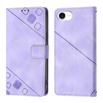 For iPhone SE 2024 Skin-feel Embossed Leather Phone Case(Light Purple) by buy2fix