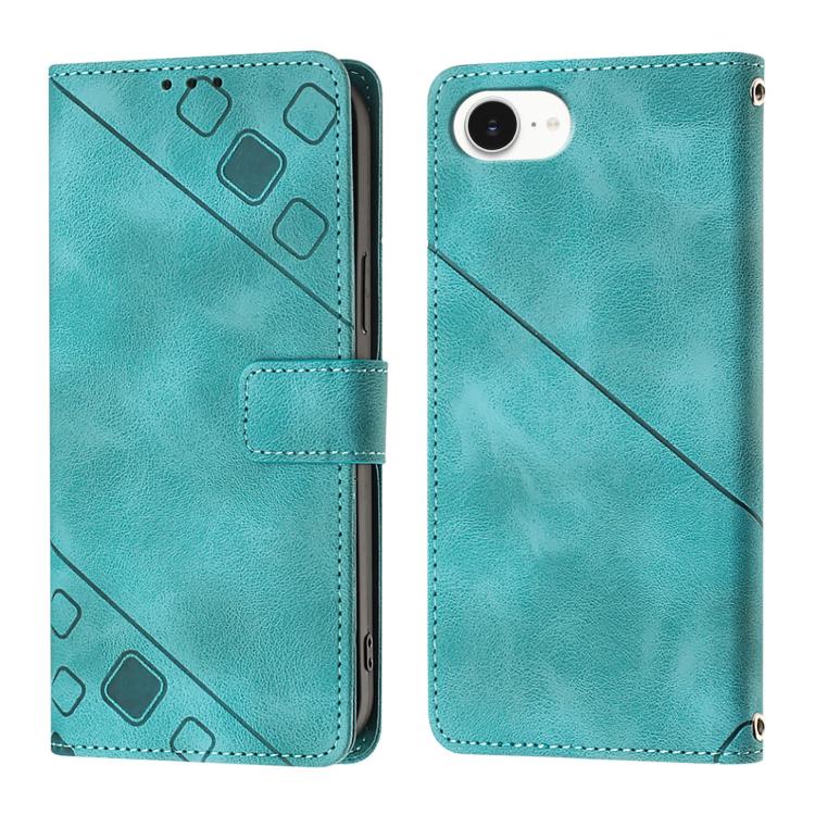 For iPhone SE 2024 Skin-feel Embossed Leather Phone Case(Green) by buy2fix