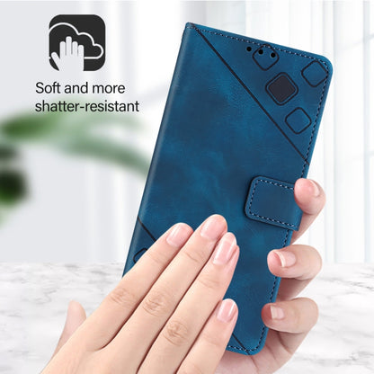 For iPhone SE 2024 Skin-feel Embossed Leather Phone Case(Blue) by buy2fix