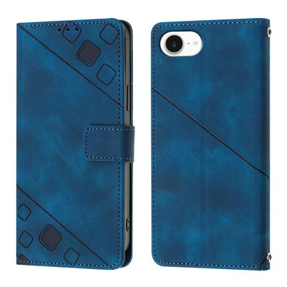 For iPhone SE 2024 Skin-feel Embossed Leather Phone Case(Blue) by buy2fix