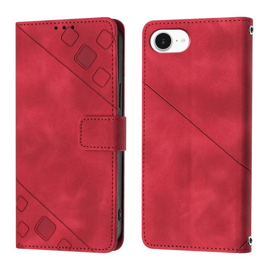 For iPhone SE 2024 Skin-feel Embossed Leather Phone Case(Red) by buy2fix