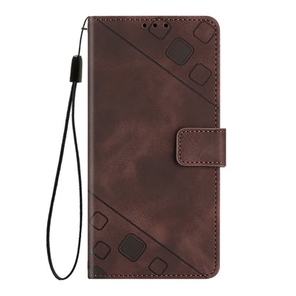 For iPhone SE 2024 Skin-feel Embossed Leather Phone Case(Brown) by buy2fix