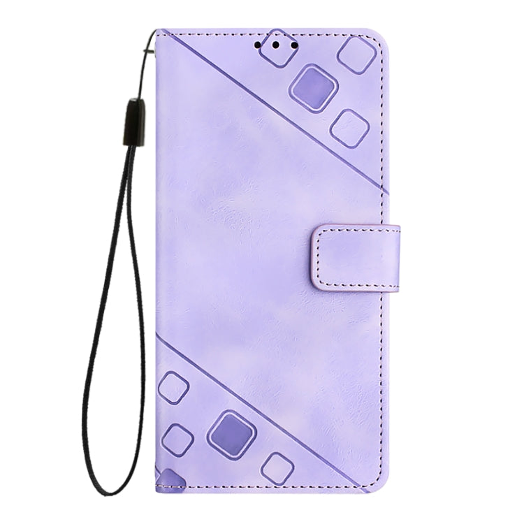 For iPhone 16 Pro Max Skin-feel Embossed Leather Phone Case(Light Purple) by buy2fix