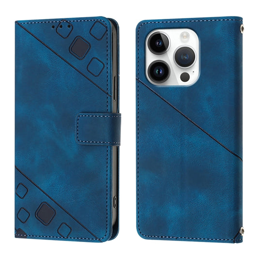 For iPhone 16 Pro Skin-feel Embossed Leather Phone Case(Blue) by buy2fix