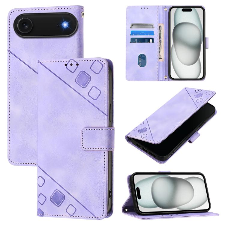 For iPhone Air Skin-feel Embossed Leather Phone Case(Light Purple) - iPhone Air Cases by buy2fix | Online Shopping UK | buy2fix