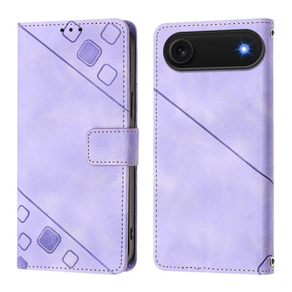 For iPhone Air Skin-feel Embossed Leather Phone Case(Light Purple) - iPhone Air Cases by buy2fix | Online Shopping UK | buy2fix