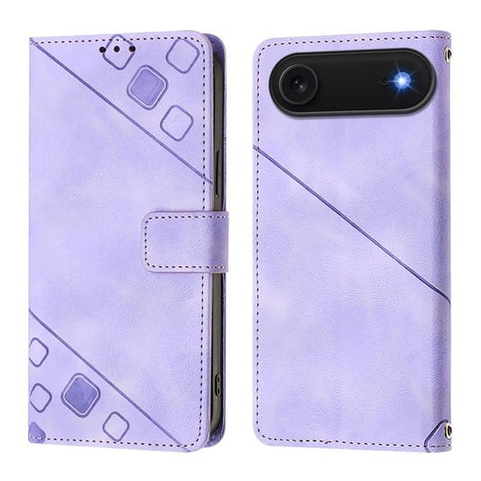 For iPhone Air Skin-feel Embossed Leather Phone Case(Light Purple) - iPhone Air Cases by buy2fix | Online Shopping UK | buy2fix