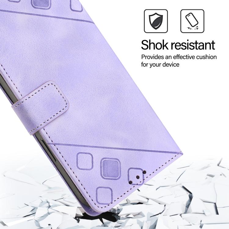 For iPhone Air Skin-feel Embossed Leather Phone Case(Light Purple) - iPhone Air Cases by buy2fix | Online Shopping UK | buy2fix