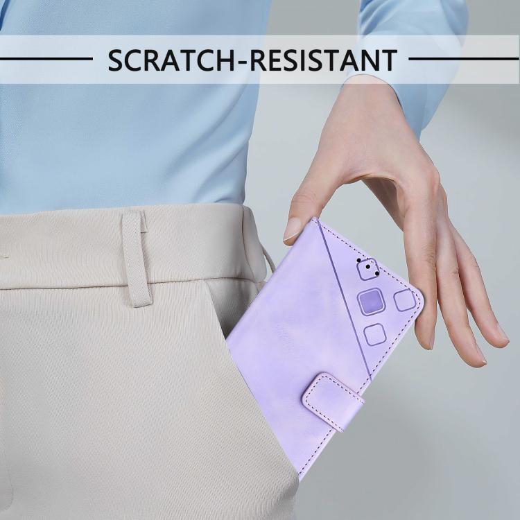 For iPhone Air Skin-feel Embossed Leather Phone Case(Light Purple) - iPhone Air Cases by buy2fix | Online Shopping UK | buy2fix