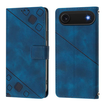 For iPhone Air Skin-feel Embossed Leather Phone Case(Blue) - iPhone Air Cases by buy2fix | Online Shopping UK | buy2fix