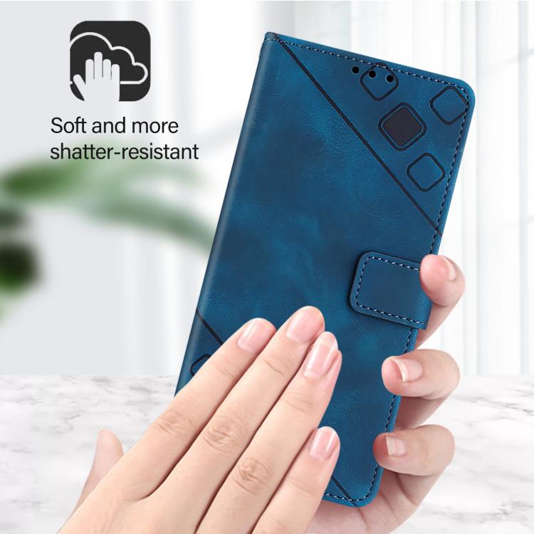 For iPhone Air Skin-feel Embossed Leather Phone Case(Blue) - iPhone Air Cases by buy2fix | Online Shopping UK | buy2fix