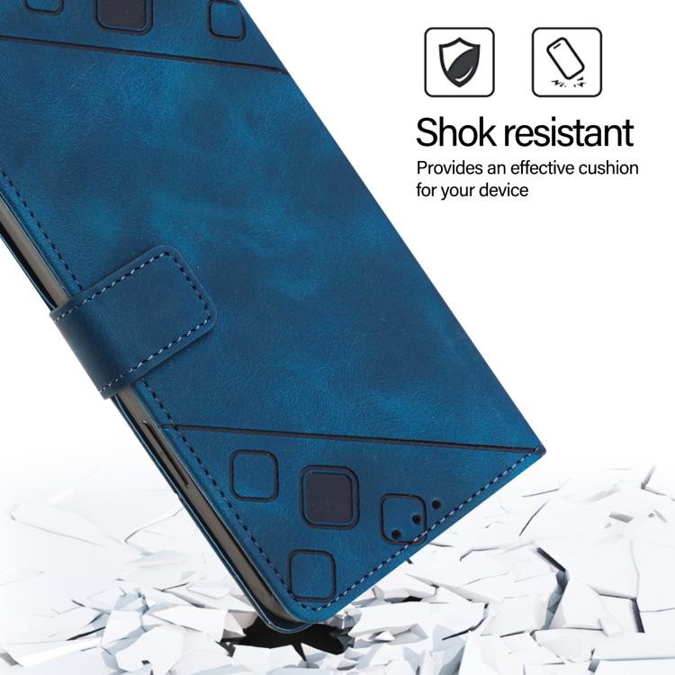 For iPhone Air Skin-feel Embossed Leather Phone Case(Blue) - iPhone Air Cases by buy2fix | Online Shopping UK | buy2fix