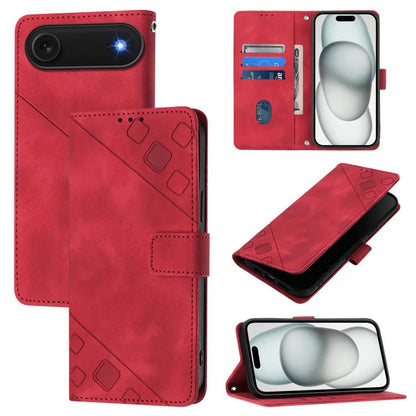 For iPhone Air Skin-feel Embossed Leather Phone Case(Red) - iPhone Air Cases by buy2fix | Online Shopping UK | buy2fix