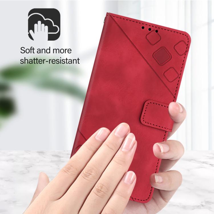 For iPhone Air Skin-feel Embossed Leather Phone Case(Red) - iPhone Air Cases by buy2fix | Online Shopping UK | buy2fix