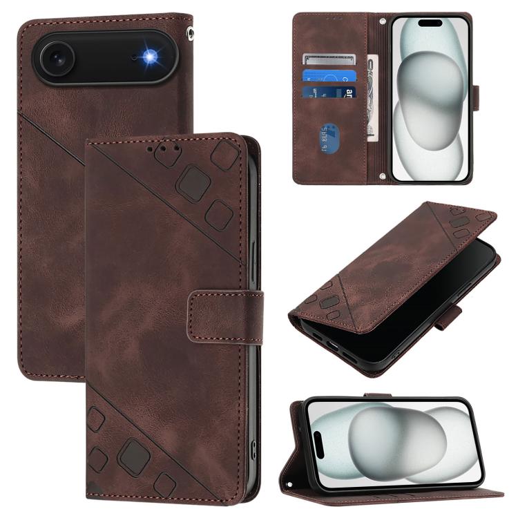 For iPhone Air Skin-feel Embossed Leather Phone Case(Brown) - iPhone Air Cases by buy2fix | Online Shopping UK | buy2fix