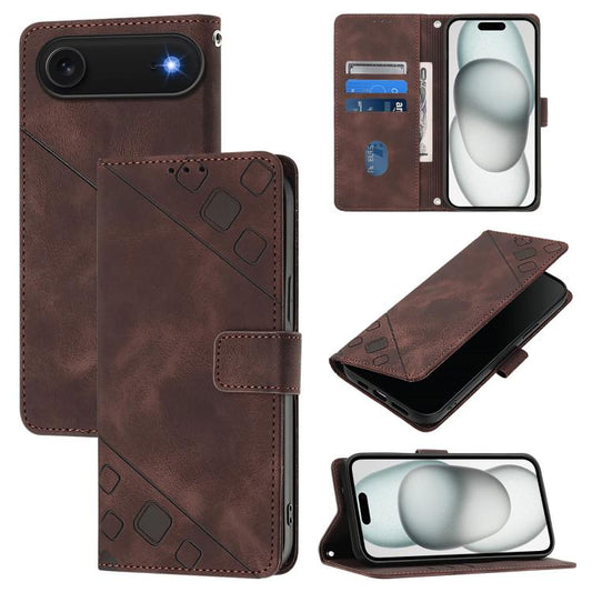 For iPhone Air Skin-feel Embossed Leather Phone Case(Brown) - iPhone Air Cases by buy2fix | Online Shopping UK | buy2fix