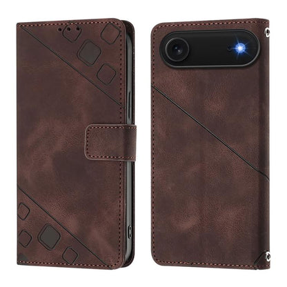 For iPhone Air Skin-feel Embossed Leather Phone Case(Brown) - iPhone Air Cases by buy2fix | Online Shopping UK | buy2fix