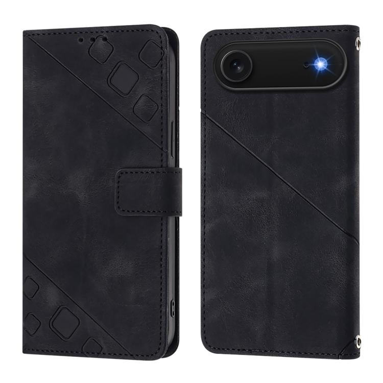 For iPhone Air Skin-feel Embossed Leather Phone Case(Black) - iPhone Air Cases by buy2fix | Online Shopping UK | buy2fix