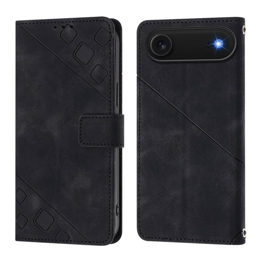 For iPhone Air Skin-feel Embossed Leather Phone Case(Black) - iPhone Air Cases by buy2fix | Online Shopping UK | buy2fix