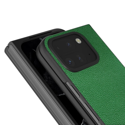 For Google Pixel 9 Pro Fold ABEEL Black Edge Genuine Leather Mino Phone Case(Green) by buy2fix