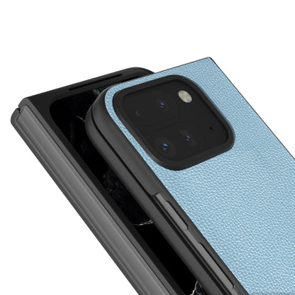 For Google Pixel 9 Pro Fold ABEEL Black Edge Genuine Leather Mino Phone Case(Blue) by buy2fix