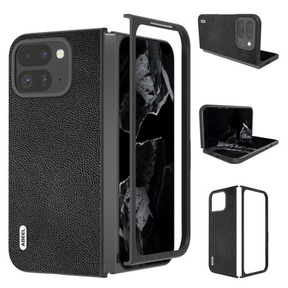 For Google Pixel 9 Pro Fold ABEEL Black Edge Genuine Leather Mino Phone Case(Black) by buy2fix