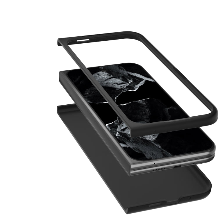 For Google Pixel 9 Pro Fold ABEEL Black Edge Genuine Leather Mino Phone Case(Black) by buy2fix