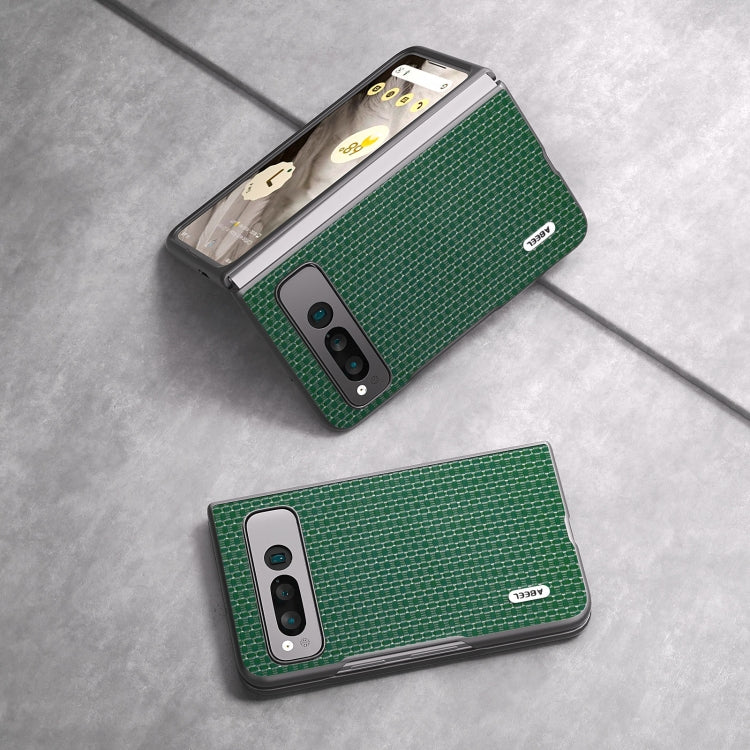 For Google Pixel Fold ABEEL Genuine Leather Luxury Series Phone Case(Night Green) by buy2fix