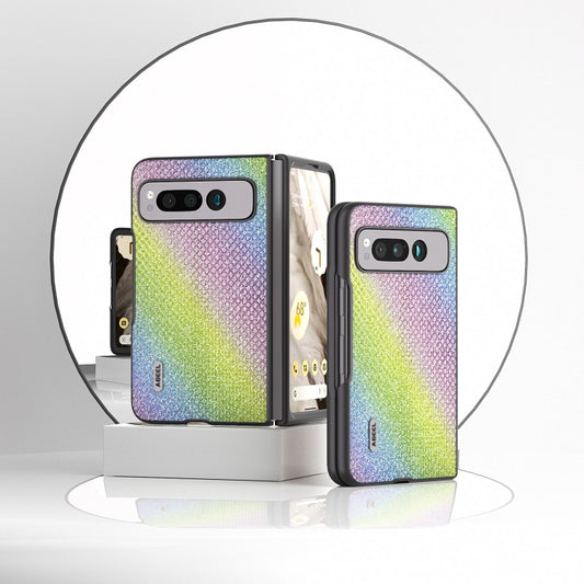 For Google Pixel Fold ABEEL Diamond Series Black Edge Phone Case(Rainbow) by buy2fix