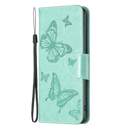 For iPhone 16 Pro Max Embossing Two Butterflies Pattern Leather Phone Case(Green) by buy2fix