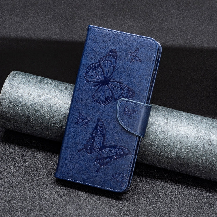 For iPhone 16 Pro Max Embossing Two Butterflies Pattern Leather Phone Case(Blue) by buy2fix