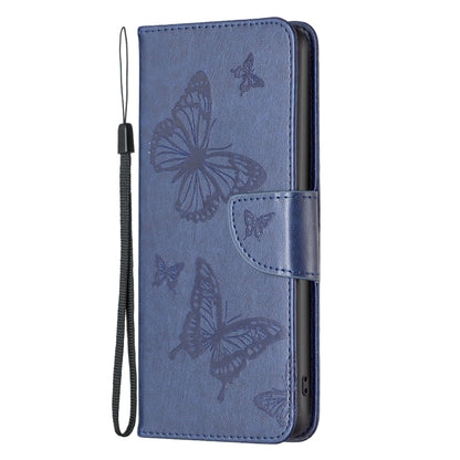 For iPhone 16 Pro Max Embossing Two Butterflies Pattern Leather Phone Case(Blue) by buy2fix