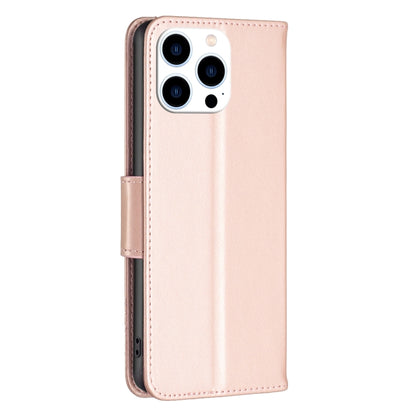 For iPhone 16 Pro Embossing Two Butterflies Pattern Leather Phone Case(Rose Gold) by buy2fix