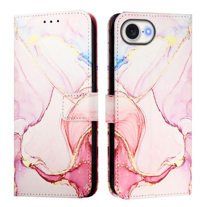 For iPhone 16e PT003 Marble Pattern Flip Leather Phone Case(Rose Gold) by buy2fix