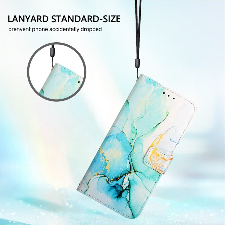 For iPhone 16e PT003 Marble Pattern Flip Leather Phone Case(Green) by buy2fix