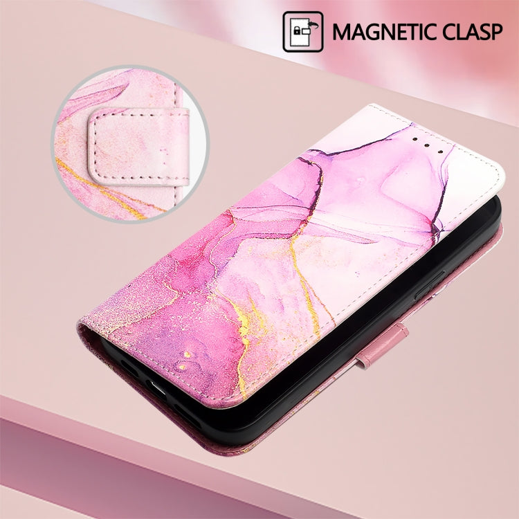 For iPhone 16e PT003 Marble Pattern Flip Leather Phone Case(Pink Purple Gold) by buy2fix