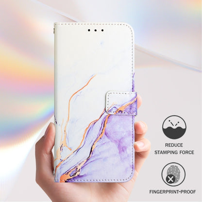 For iPhone 16 Pro Max PT003 Marble Pattern Flip Leather Phone Case(White Purple) by buy2fix